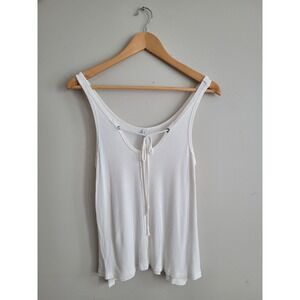 Z Supply Women's Ribbed Front Tie‎ Tank White Size XS